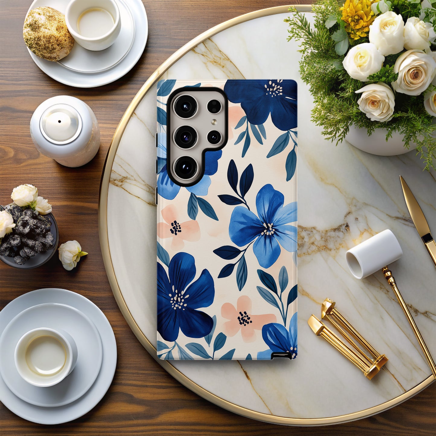 Blue Bloom Whispers Phone Case – Watercolor Florals with Everyday Elegance & Protection