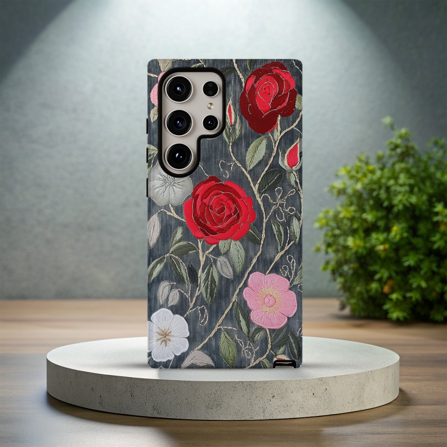 Boho Rose Tangle Phone Case – Hand-Stitched Vintage Elegance Meets Rugged Protection