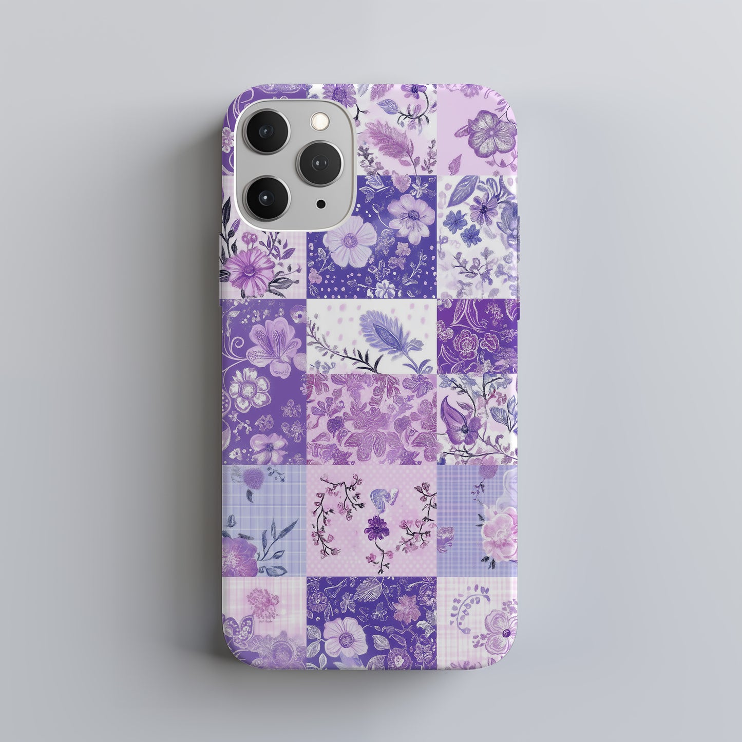 Lavender Calico Patchwork Phone Case – Dreamy Pastel Purple Charm