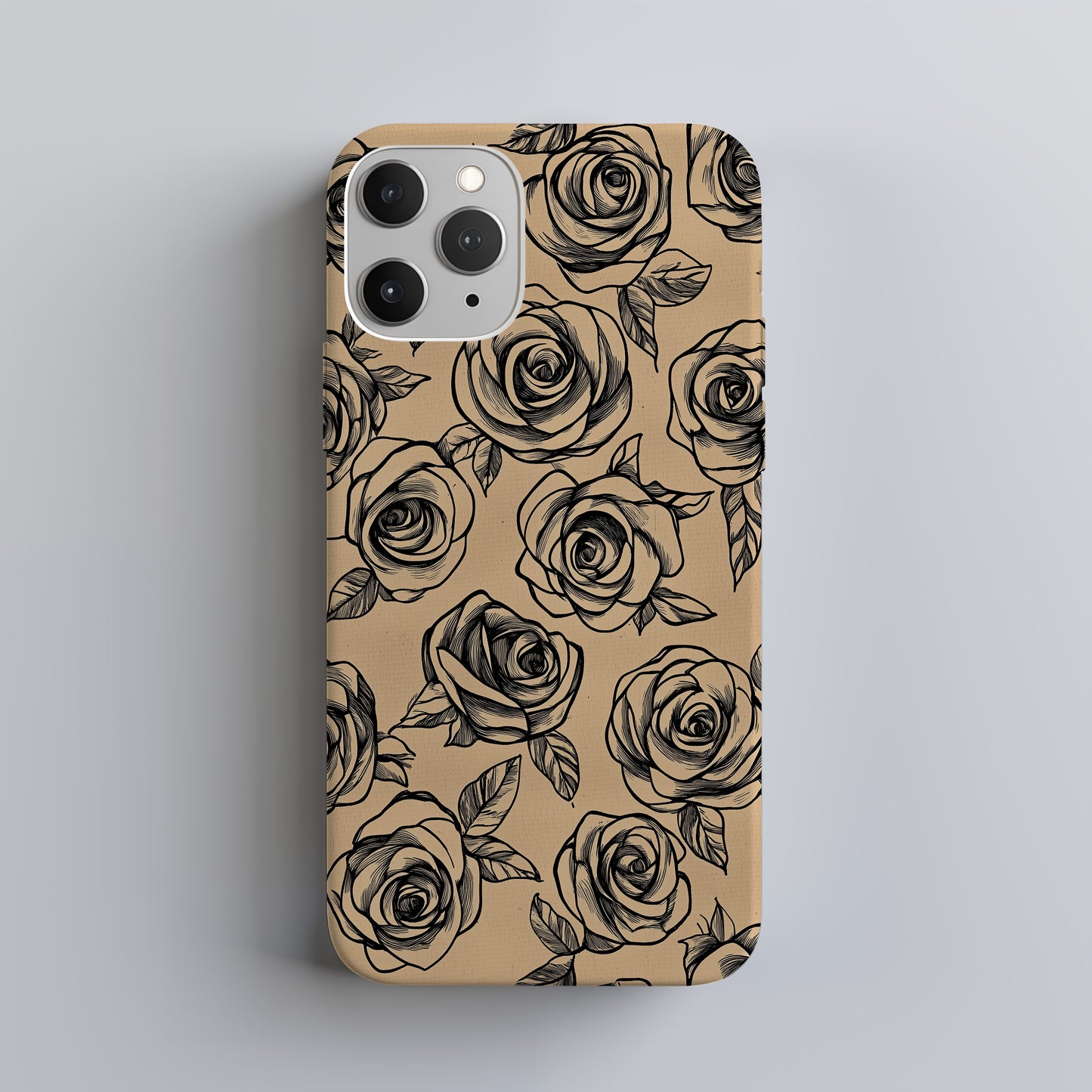 Black Rose Sketch Phone Case – Hand-Drawn Tattoo Floral Design