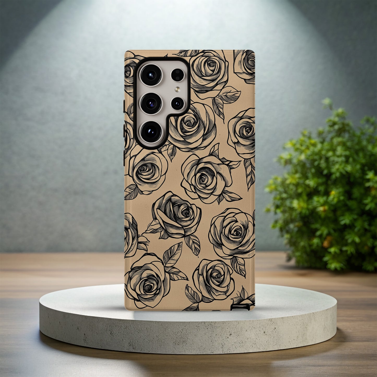 Black Rose Sketch Phone Case – Hand-Drawn Tattoo Floral Design