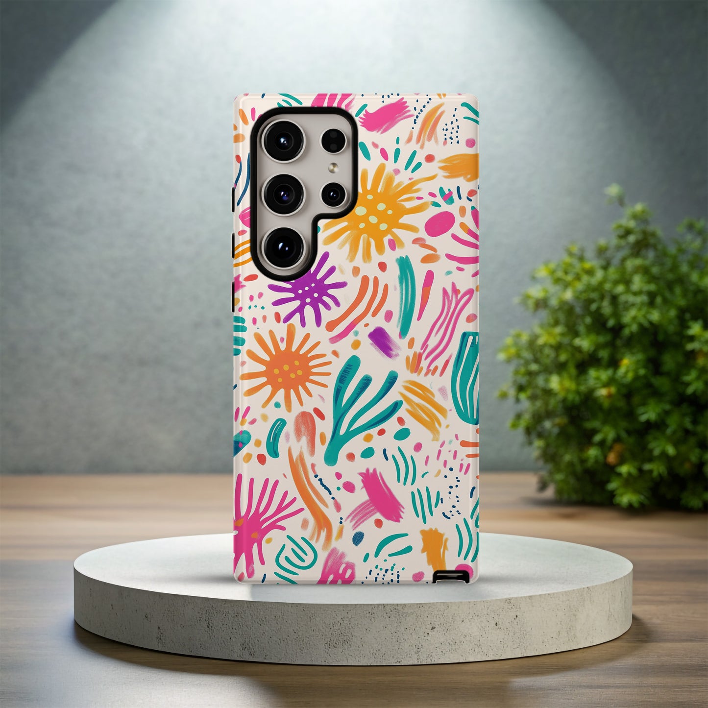 Bold Tropical Abstract Phone Case – Colorful Pastel Brushstroke Art