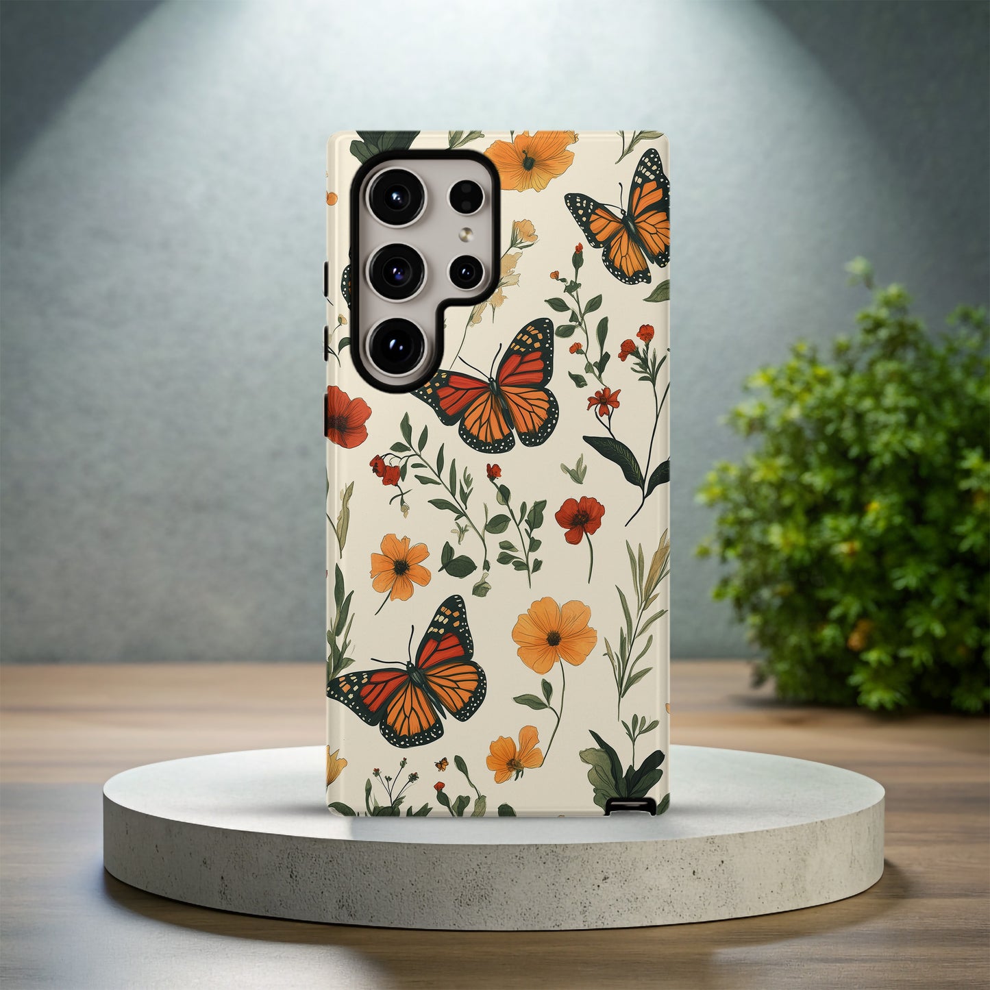 Monarch Butterfly & Wildflower Phone Case – Vintage Botanical Design