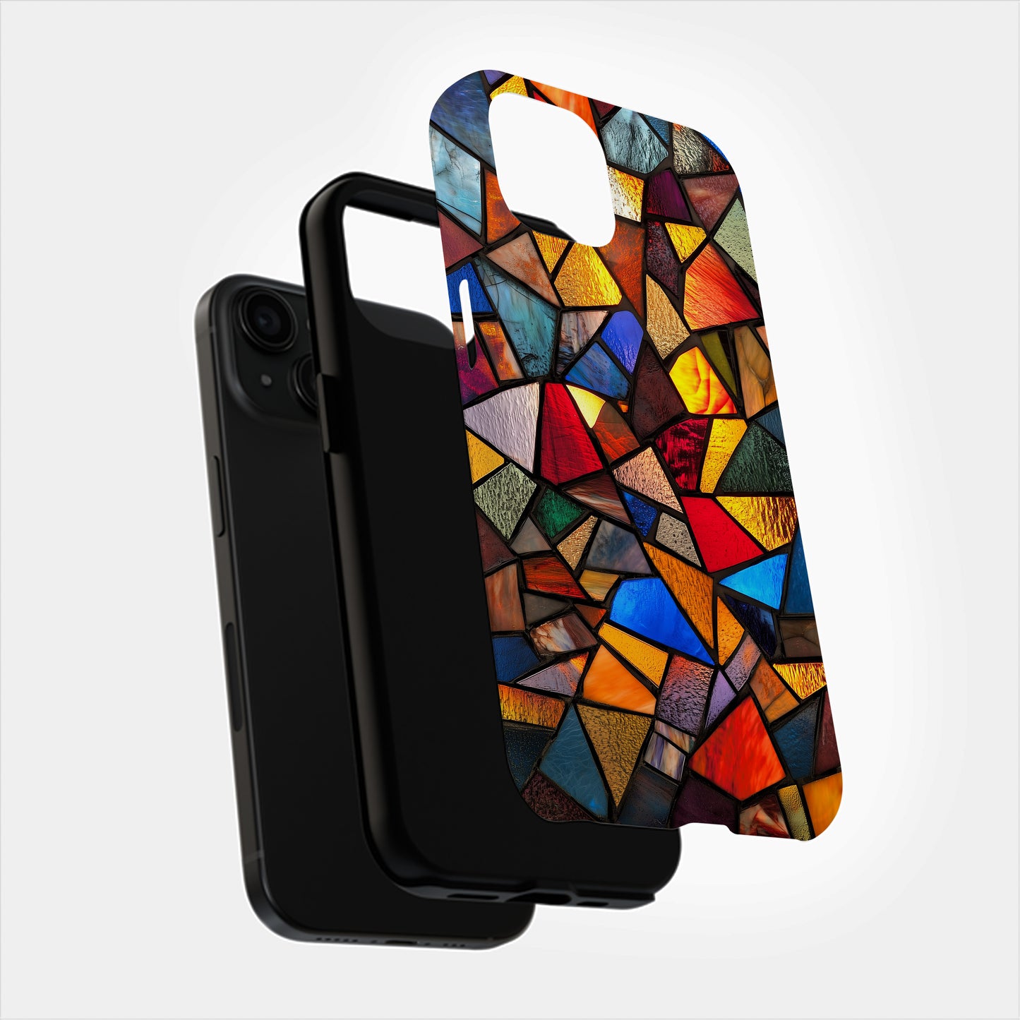 Stained Glass Mosaic Phone Case – Abstract Geometric Art in Bold Jewel Tones