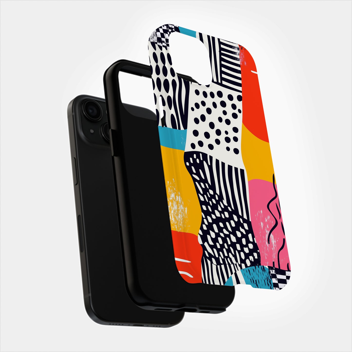Funky Abstract Collage Phone Case – Bold Dots, Stripes & Retro Pop Colors