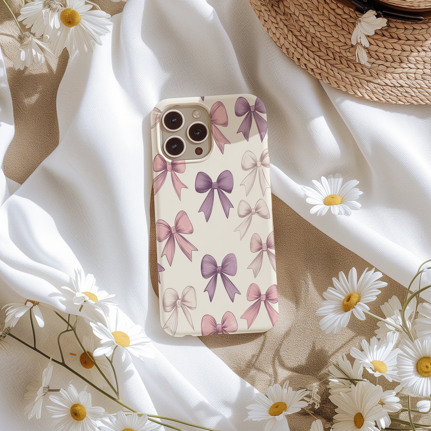 Pastel Bow Phone Case – Playful Vintage-Inspired Ribbon Pattern