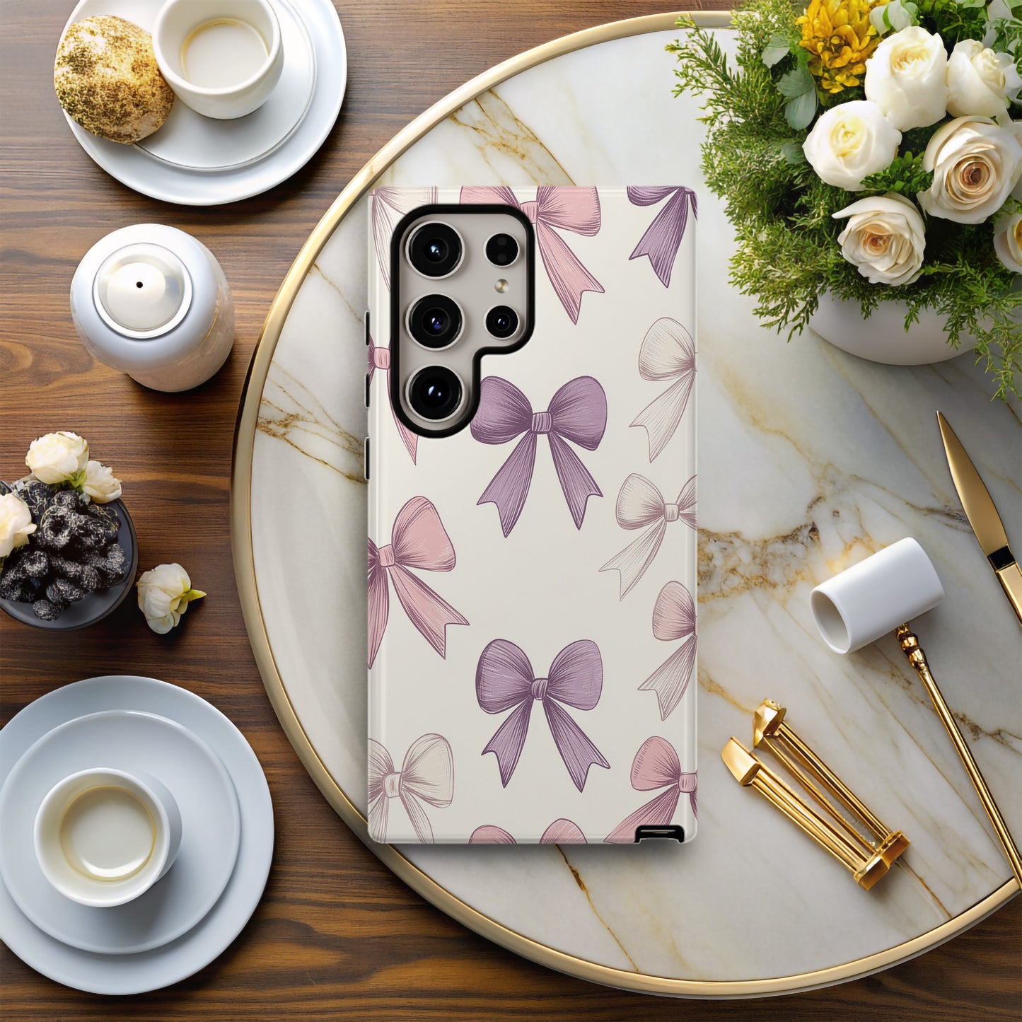 Pastel Bow Phone Case – Playful Vintage-Inspired Ribbon Pattern