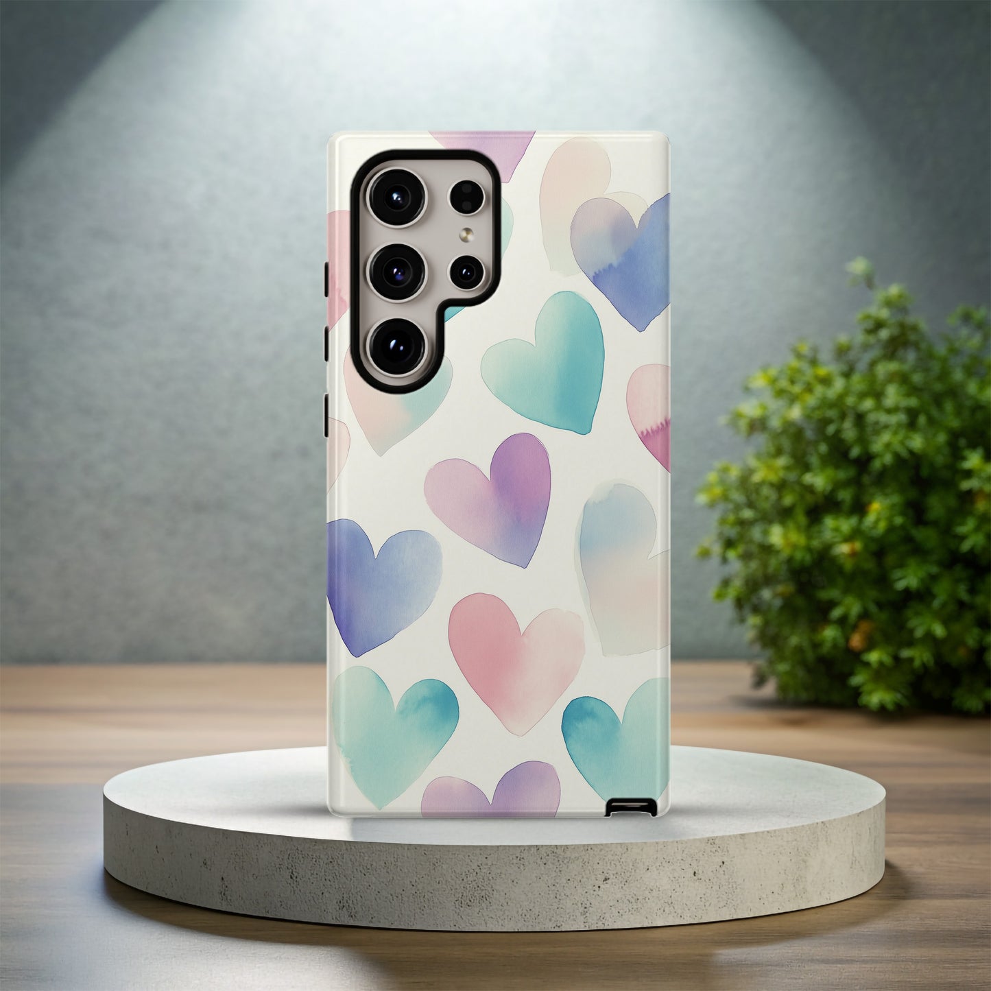 Pastel Watercolor Hearts Phone Case – Soft Romantic Blush