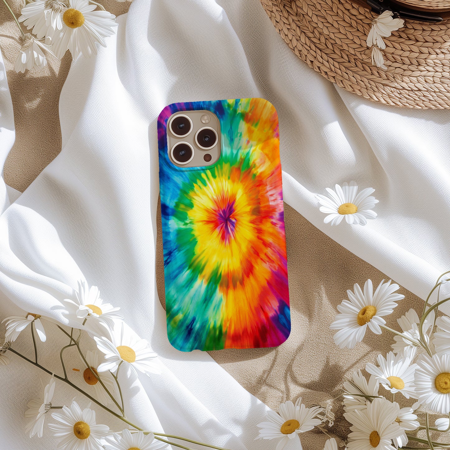 Psychedelic Tie-Dye Burst Phone Case – Vivid Rainbow Spiral