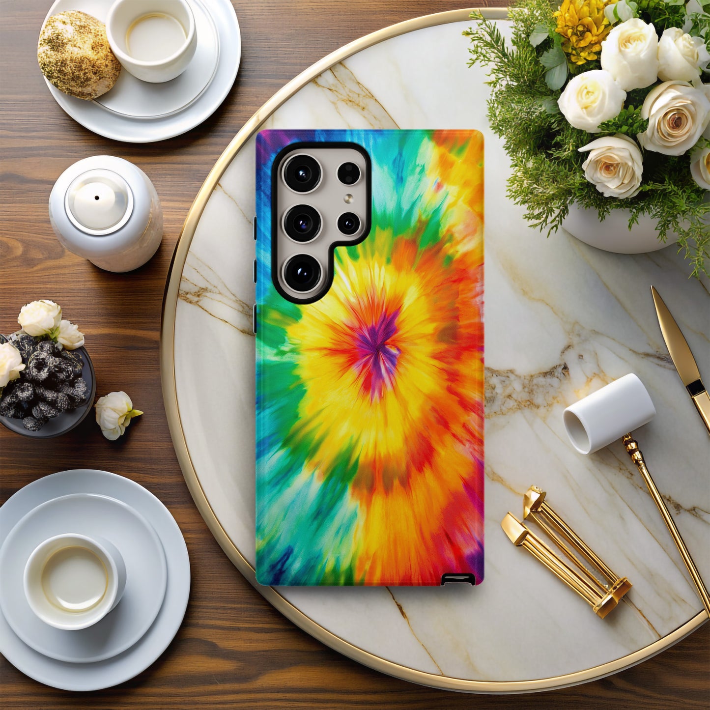 Psychedelic Tie-Dye Burst Phone Case – Vivid Rainbow Spiral