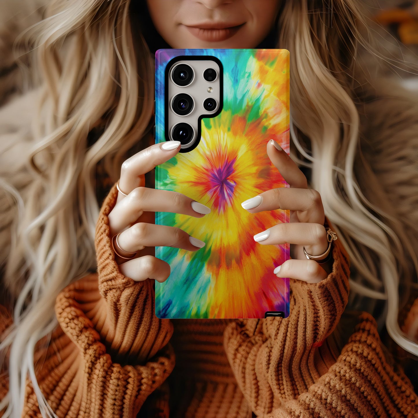 Psychedelic Tie-Dye Burst Phone Case – Vivid Rainbow Spiral