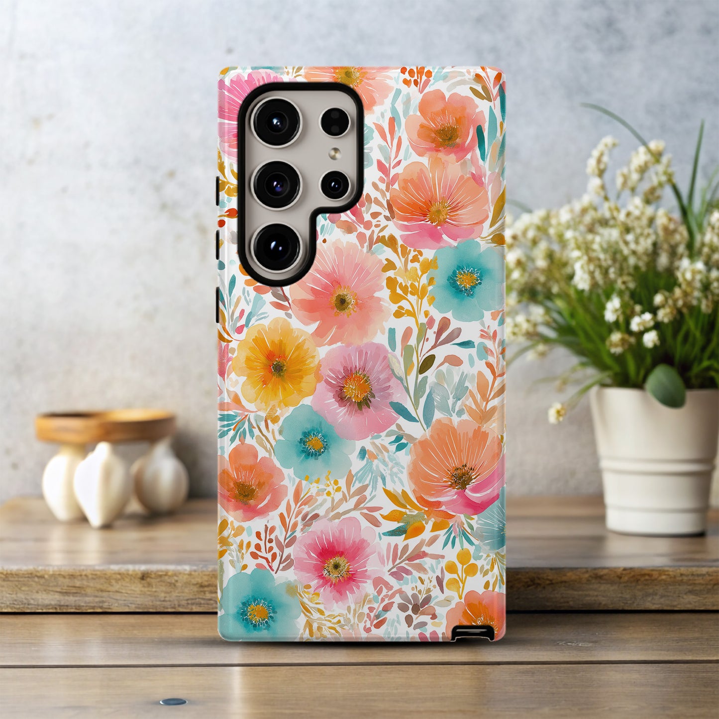Sun-Kissed Watercolor Garden Phone Case – Bold Pastel Floral