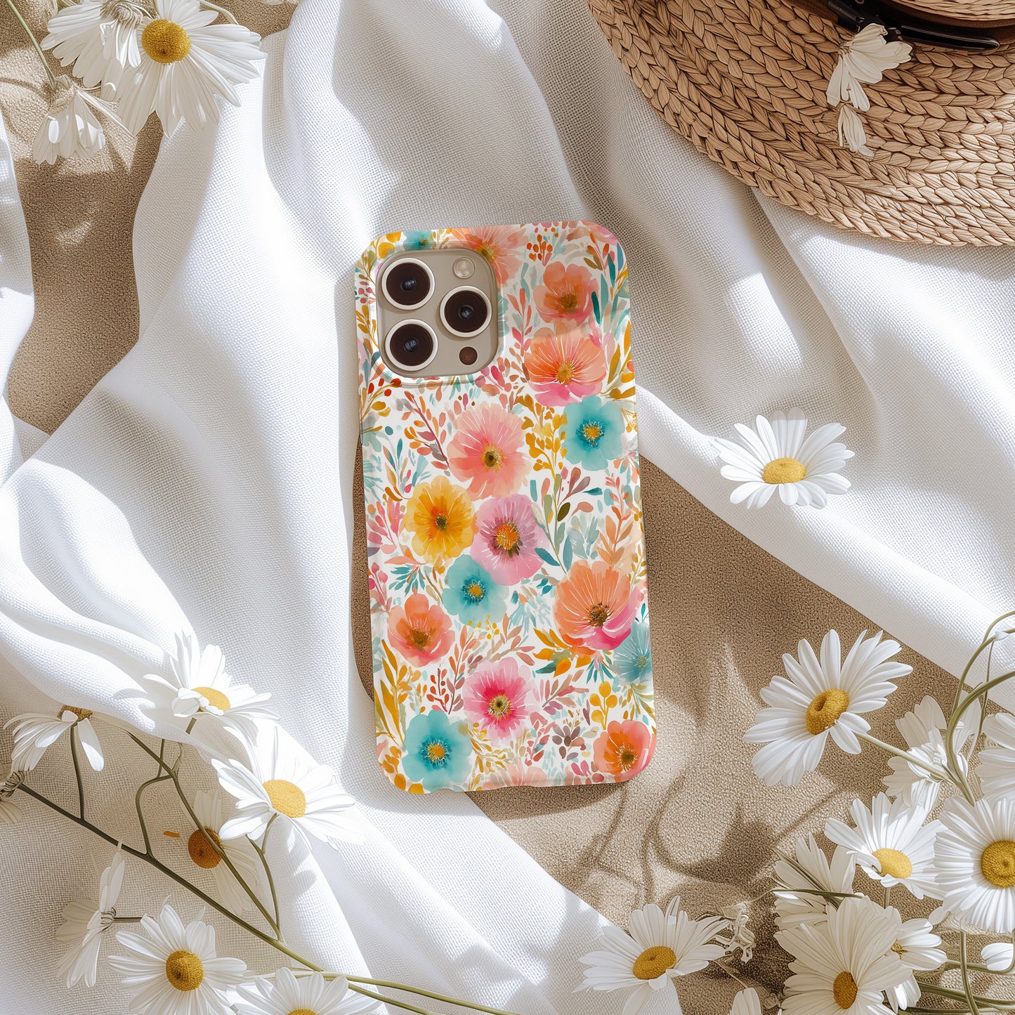 Sun-Kissed Watercolor Garden Phone Case – Bold Pastel Floral