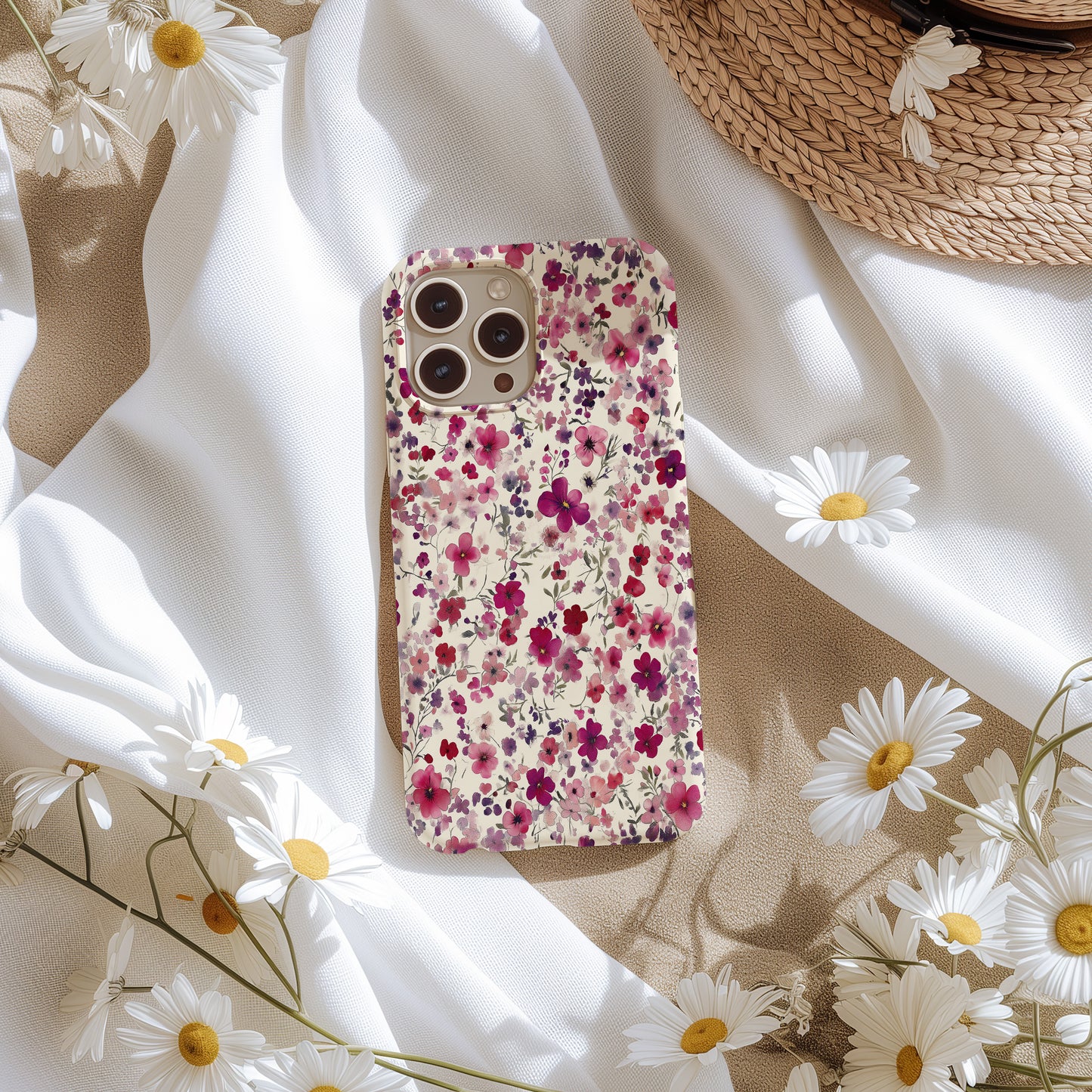 Wild Bloom Magenta Floral Phone Case – Bold Watercolor Garden