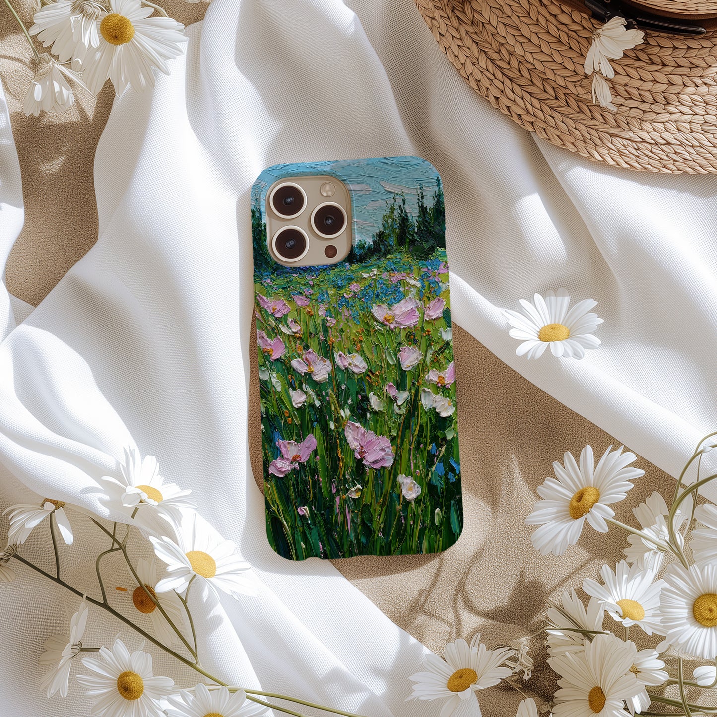 Blooming Meadow Brushstroke Case – Wildflower Oil Painting Aesthetic