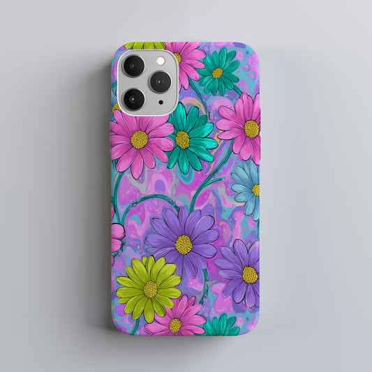 Electric Daisy Swirl Case – Y2K Retro Flower Power in Neon Pastels