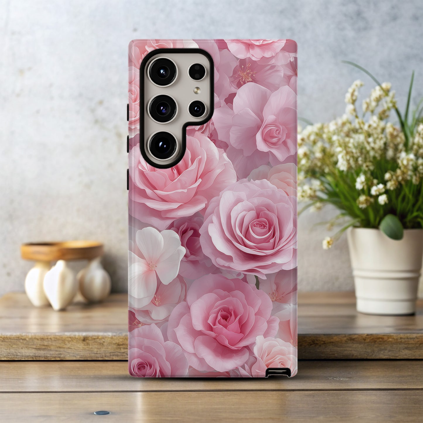 Blush Bloom Luxe Case – Soft Pink Rose Cascade in Ice Cream Tones