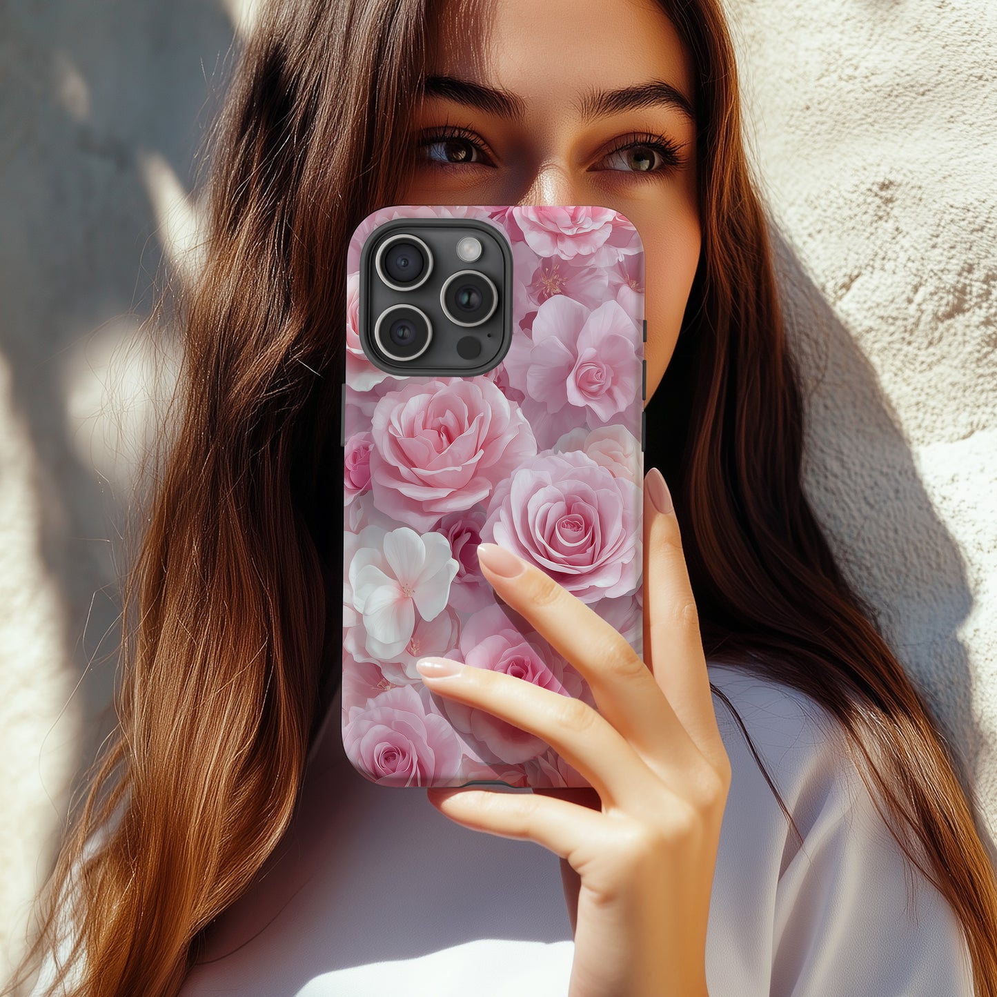 Blush Bloom Luxe Case – Soft Pink Rose Cascade in Ice Cream Tones