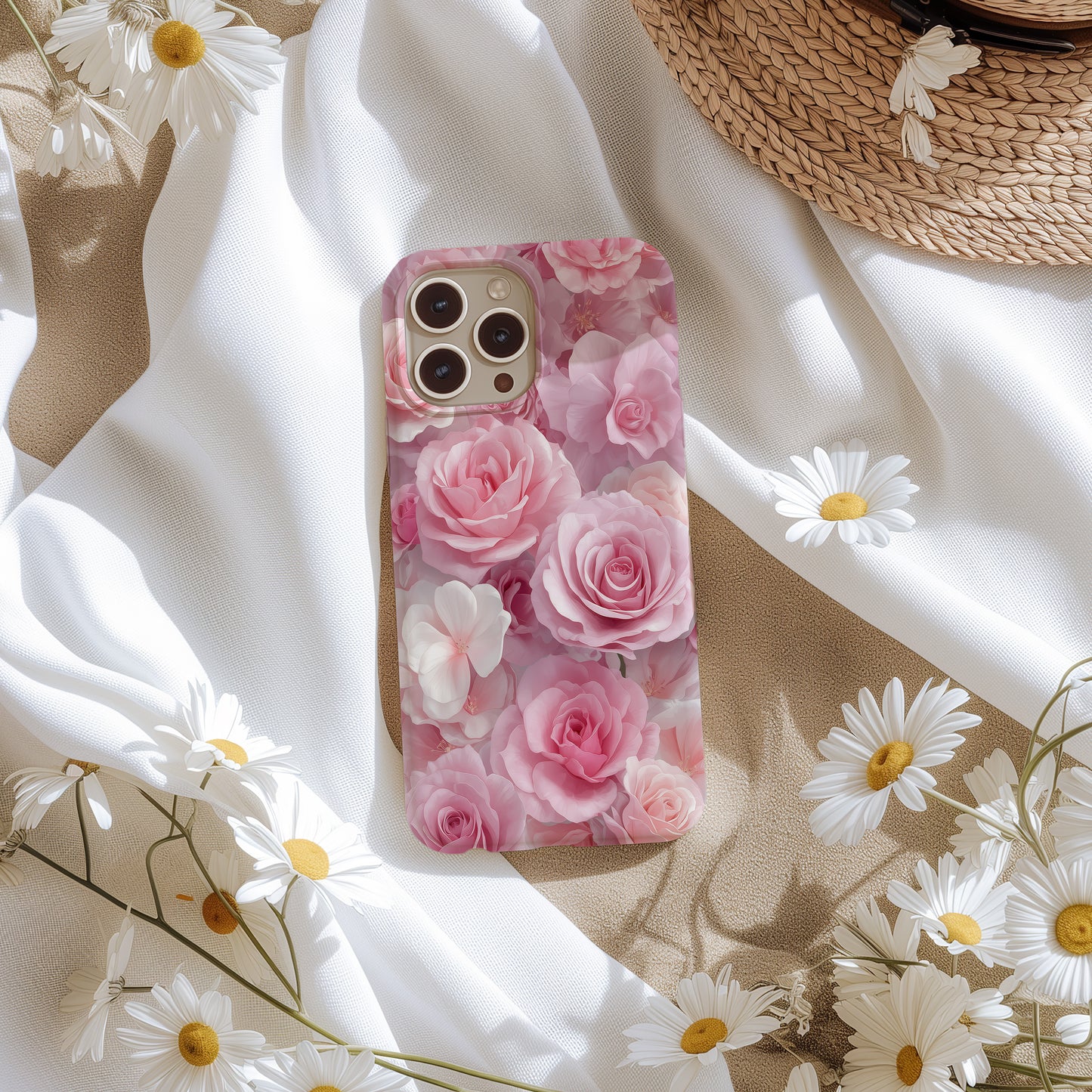 Blush Bloom Luxe Case – Soft Pink Rose Cascade in Ice Cream Tones