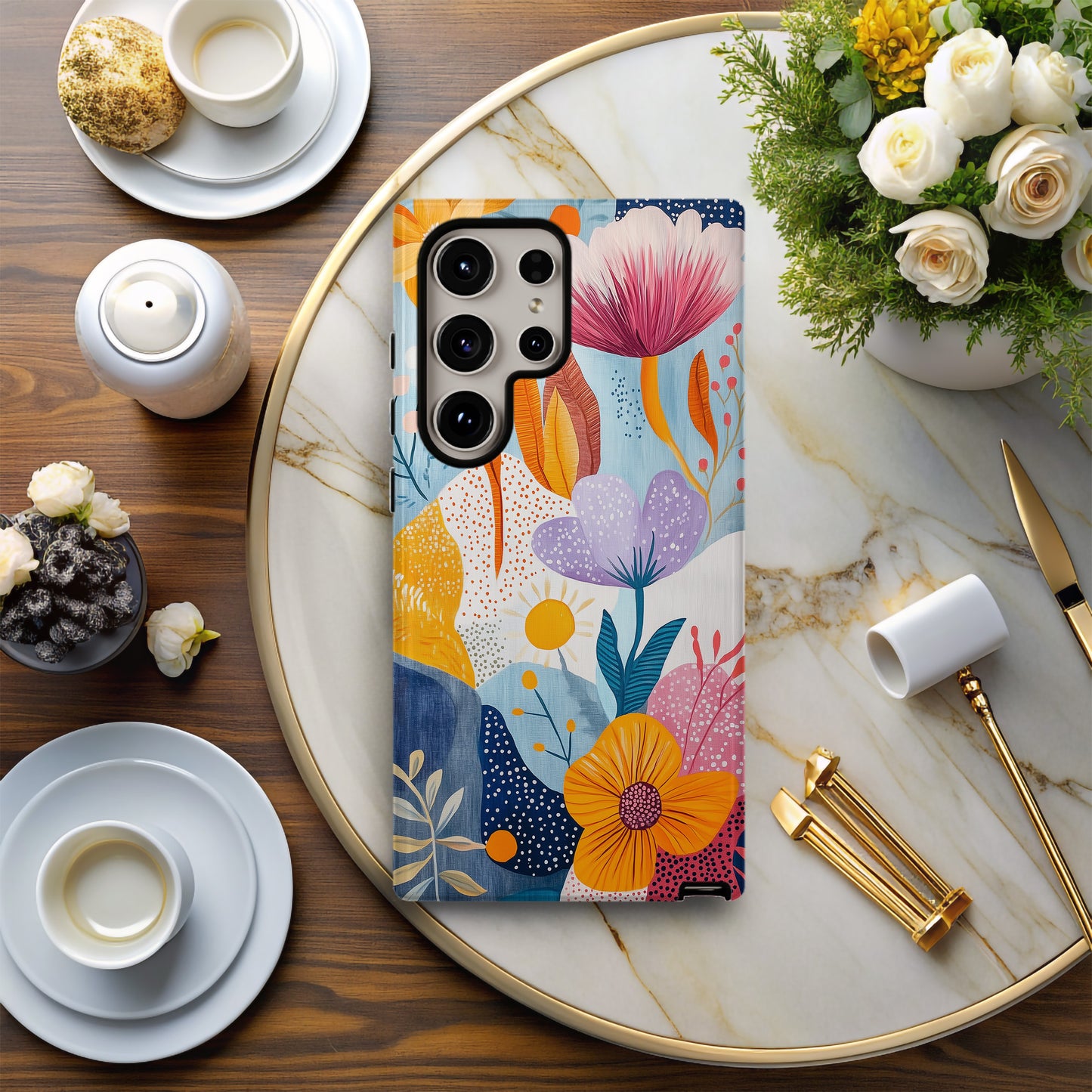 Boho Bloom Collage Case – Whimsical Hand-Painted Floral Folk Art
