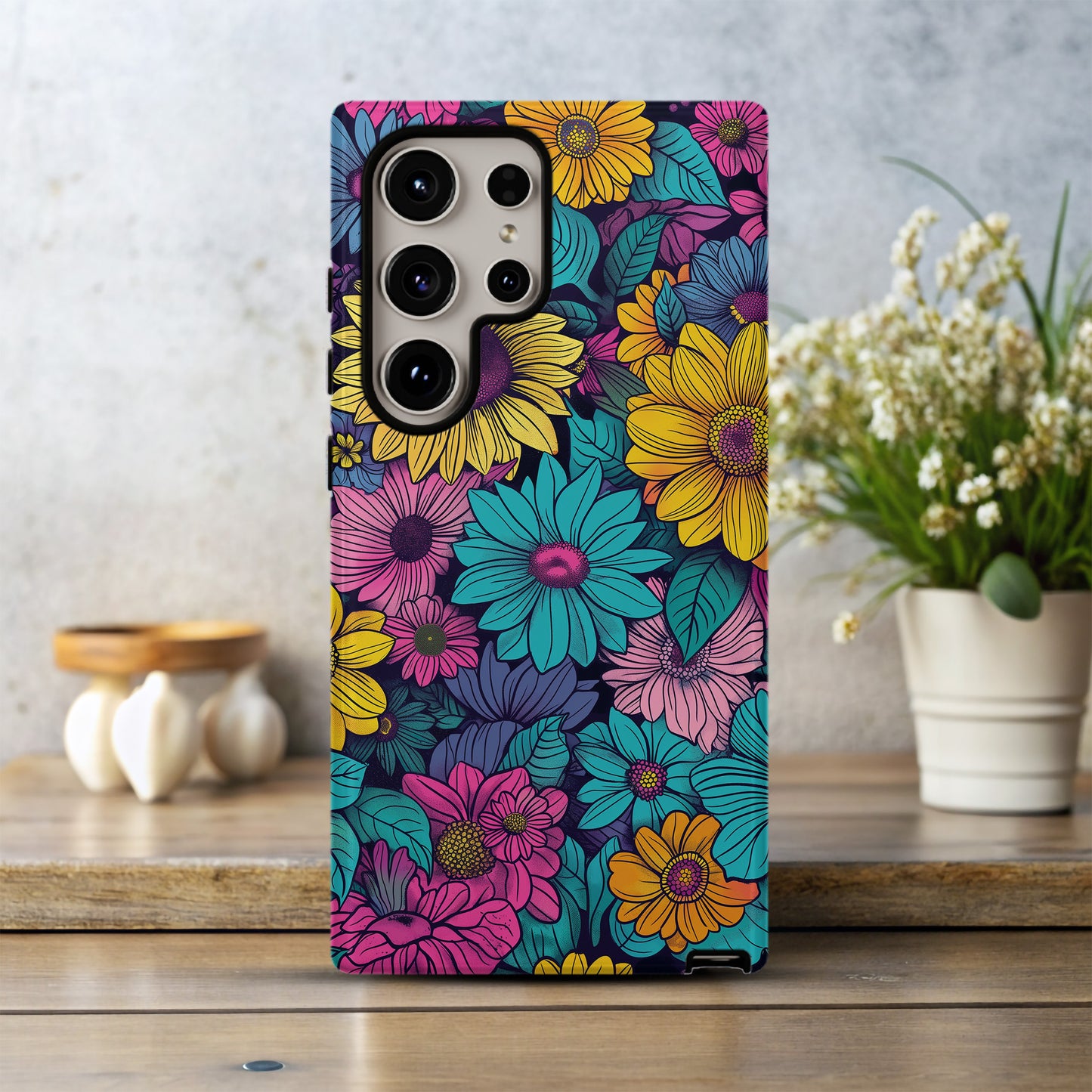 Groovy Bloom Burst Case – Retro Floral Explosion in Bold Color
