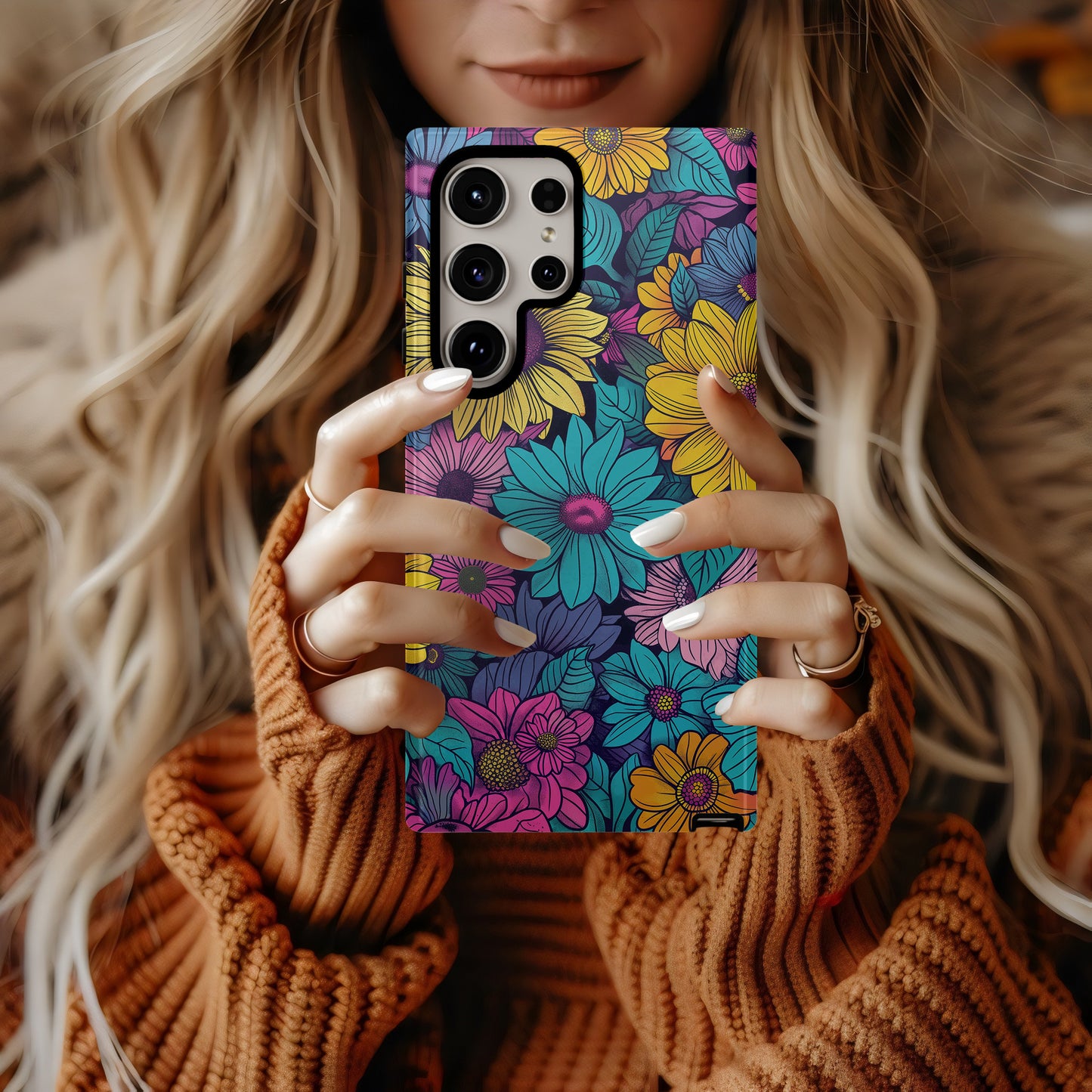 Groovy Bloom Burst Case – Retro Floral Explosion in Bold Color