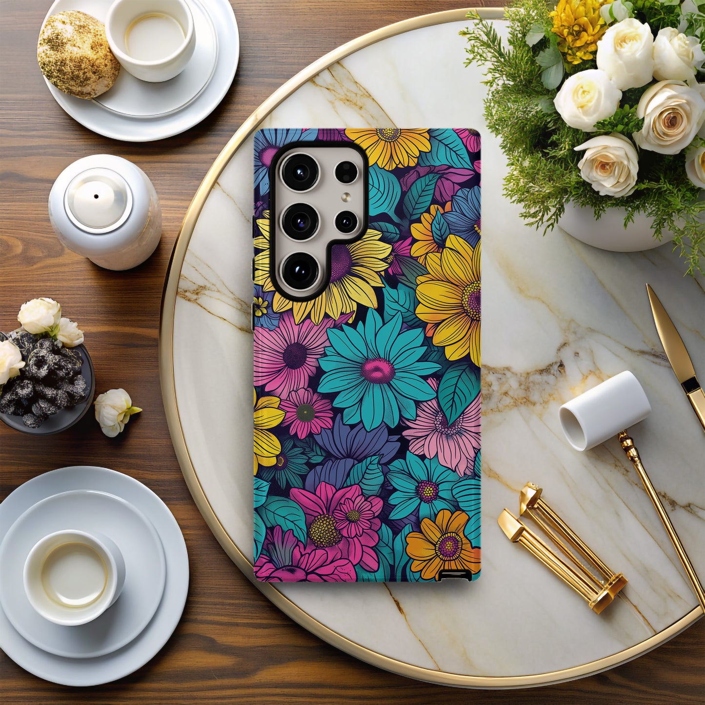 Groovy Bloom Burst Case – Retro Floral Explosion in Bold Color