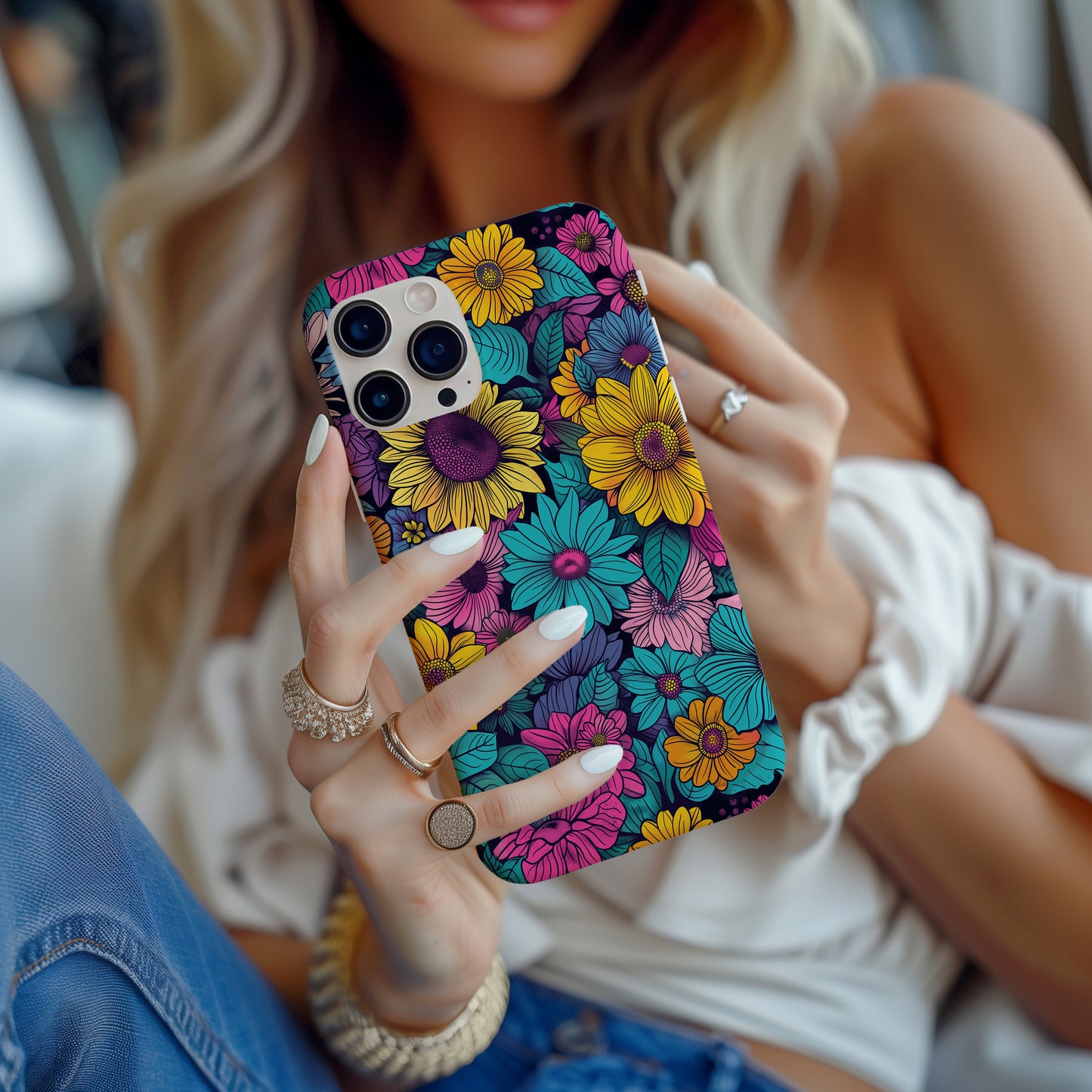 Groovy Bloom Burst Case – Retro Floral Explosion in Bold Color