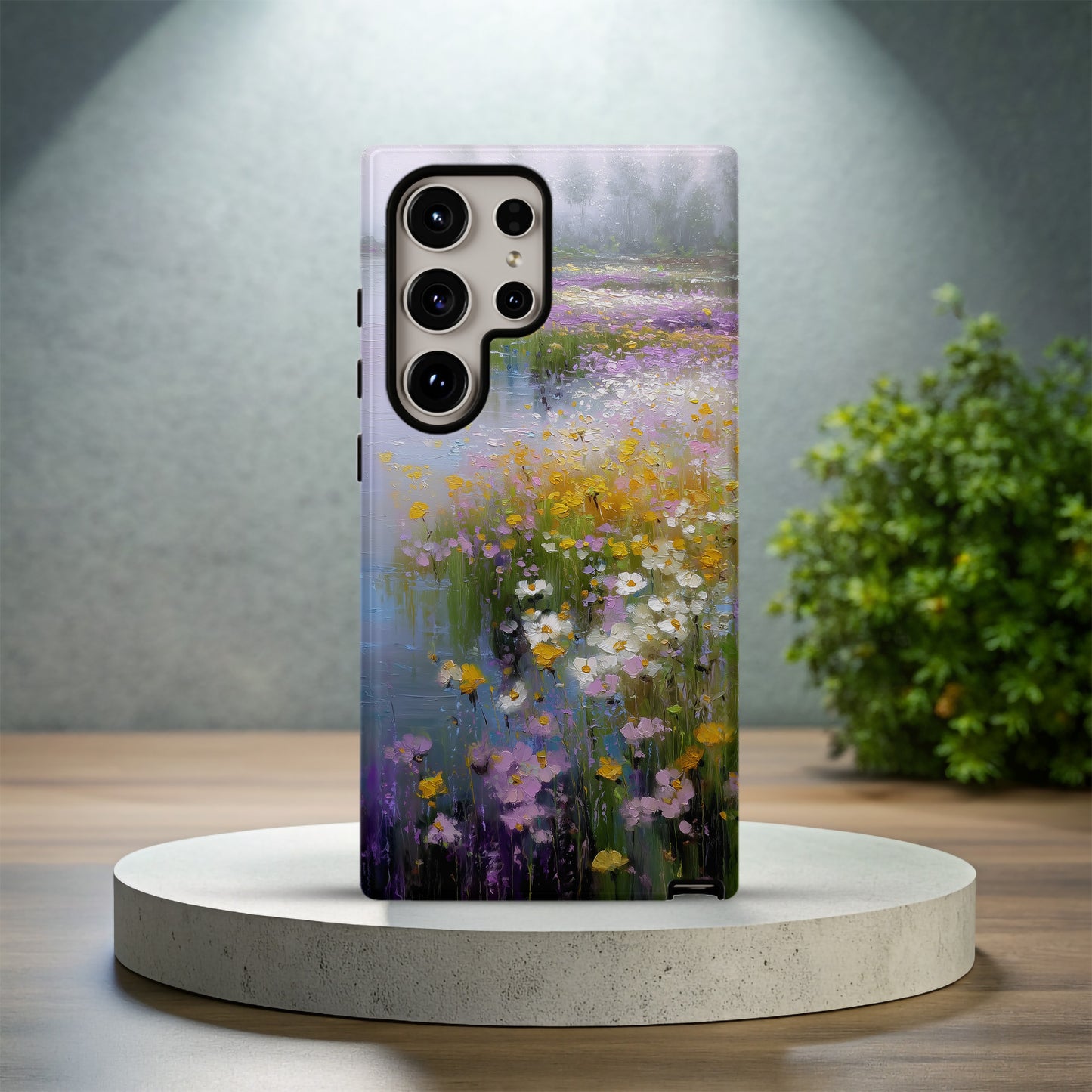 Whispers by the River Case – Soft Wildflower Landscape in Impressionist Pastels