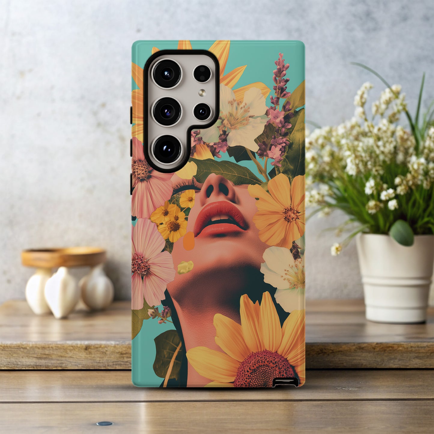 Wild Bloom Muse Case – Retro 70s Floral Collage Meets Fashion Pop Art
