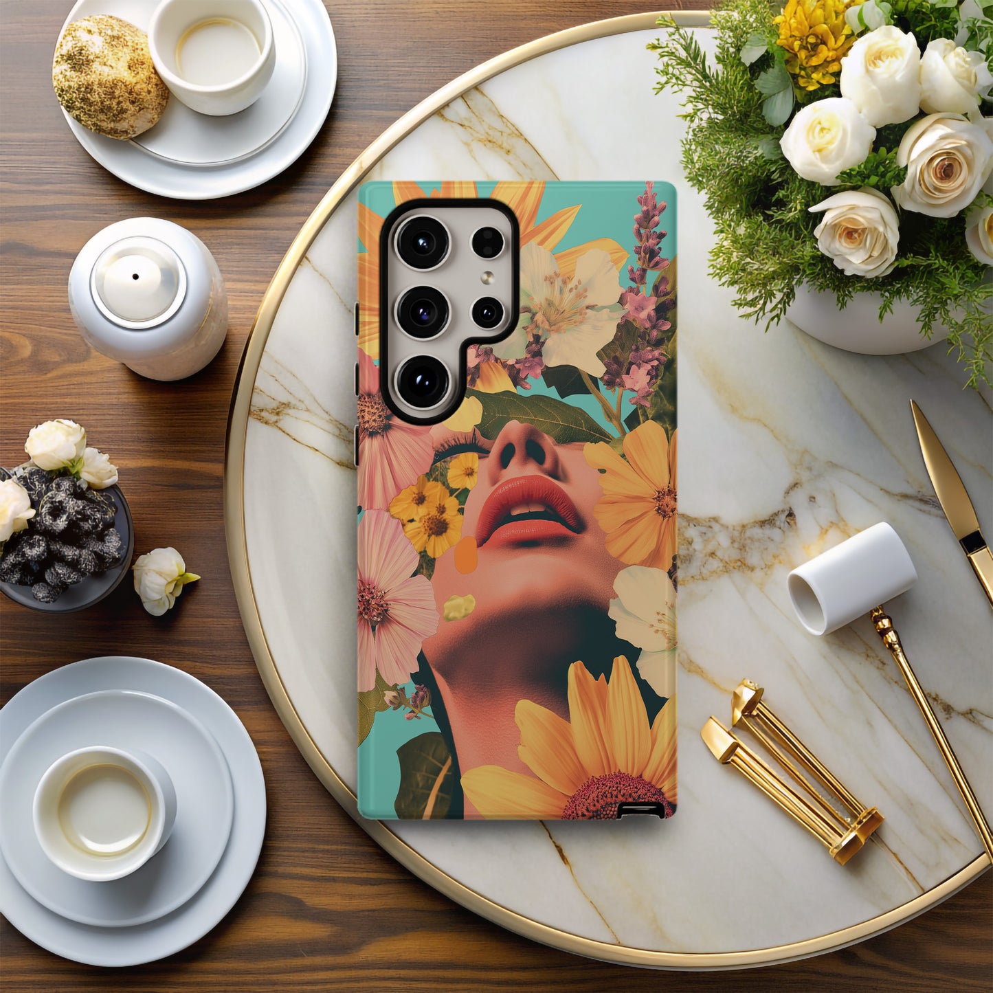 Wild Bloom Muse Case – Retro 70s Floral Collage Meets Fashion Pop Art