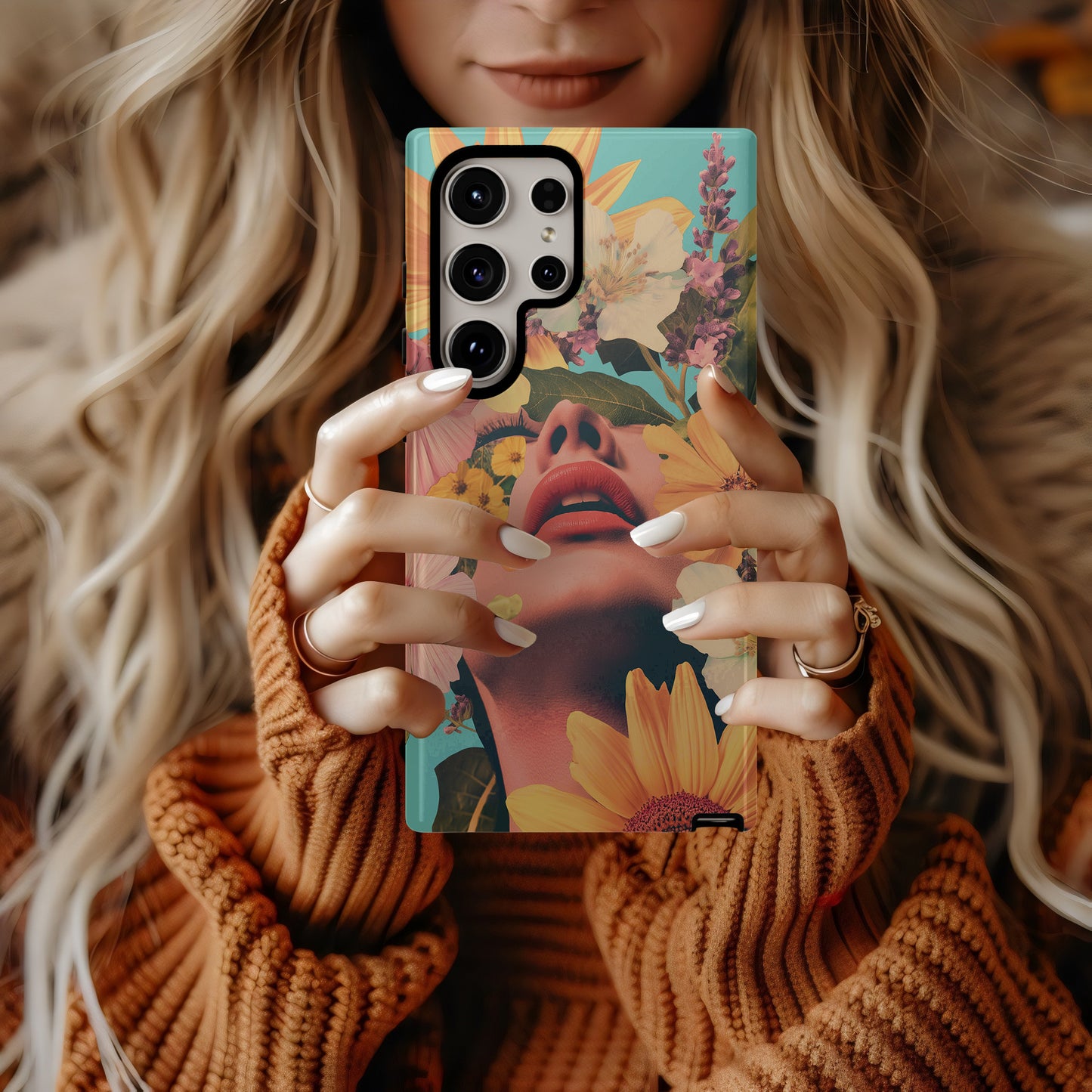 Wild Bloom Muse Case – Retro 70s Floral Collage Meets Fashion Pop Art