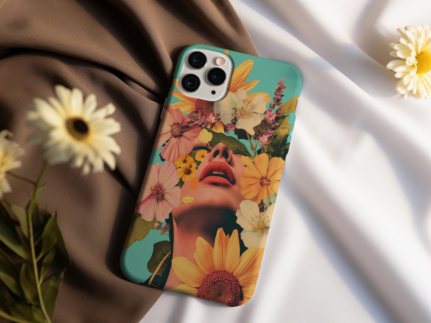 Wild Bloom Muse Case – Retro 70s Floral Collage Meets Fashion Pop Art