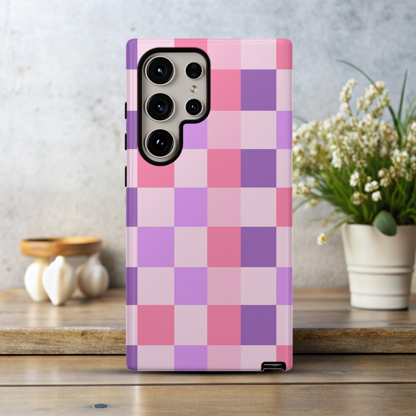 Sugar Pop Check Case – Pastel Pink & Purple Coquette Checkerboard