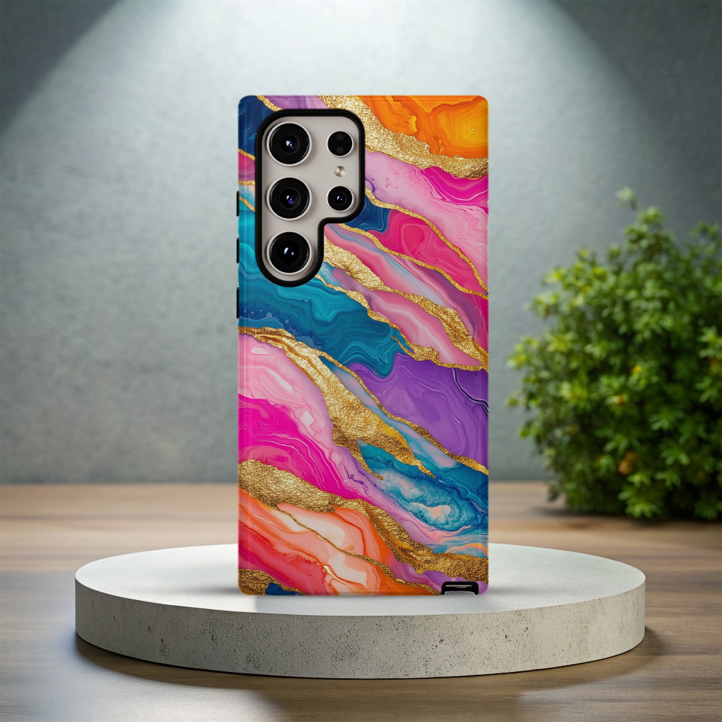 Golden Glam Marble Case – Vivid Swirl with Luxe Metallic Accents