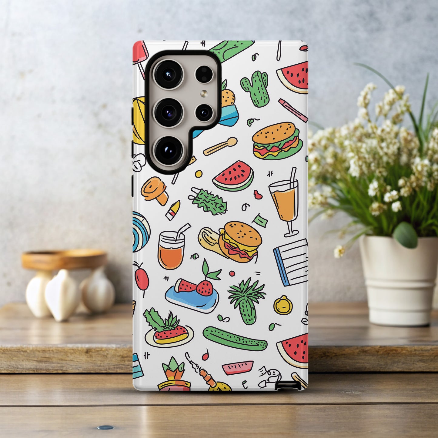 Snack Attack Summer Case – Colorful Foodie Doodle Vibes
