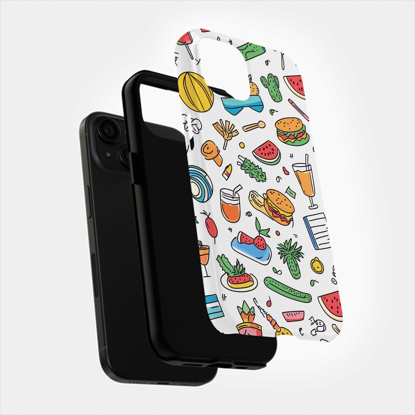 Snack Attack Summer Case – Colorful Foodie Doodle Vibes