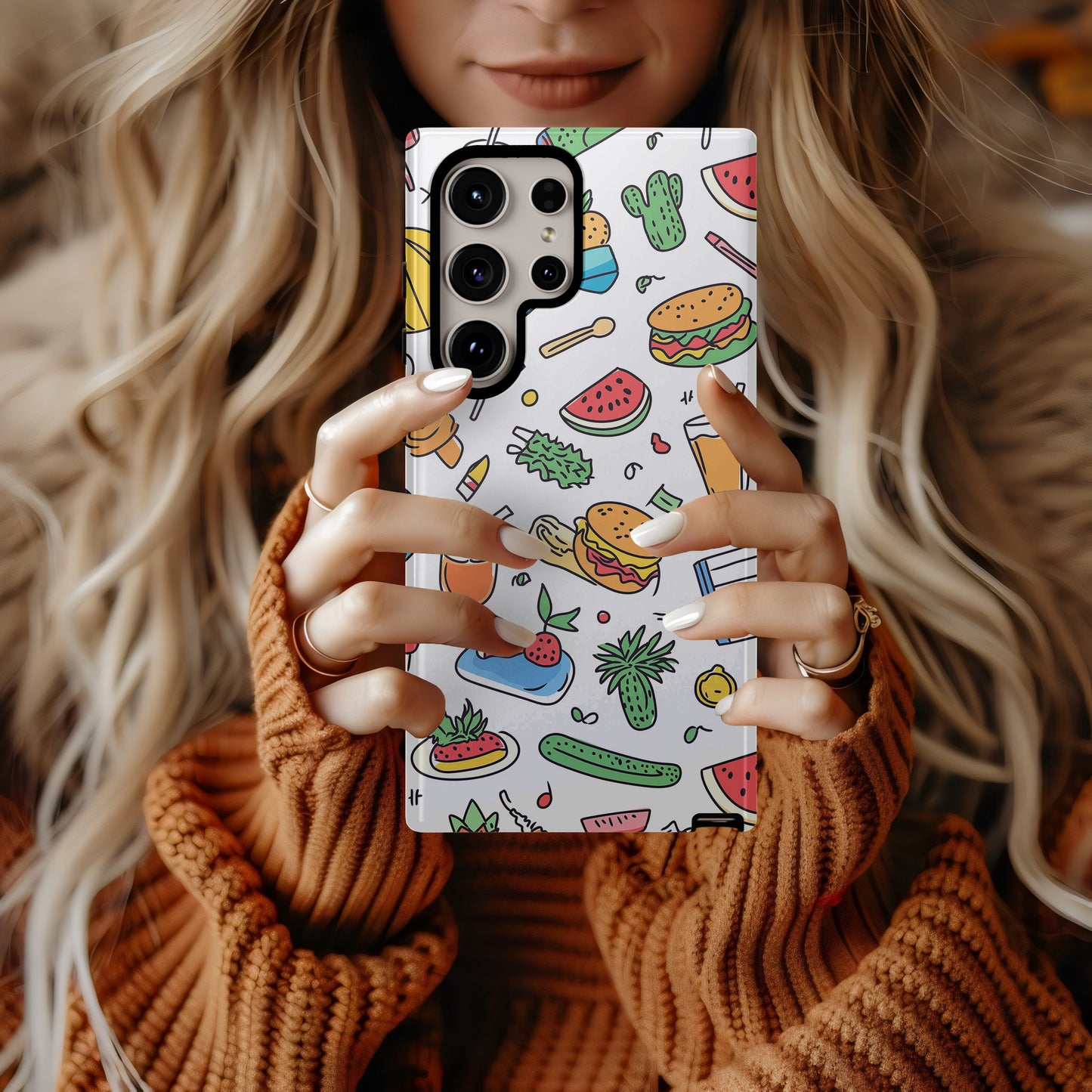 Snack Attack Summer Case – Colorful Foodie Doodle Vibes