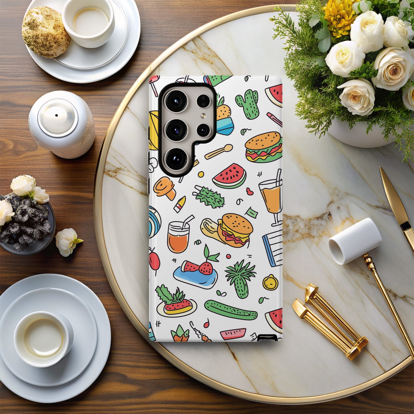 Snack Attack Summer Case – Colorful Foodie Doodle Vibes