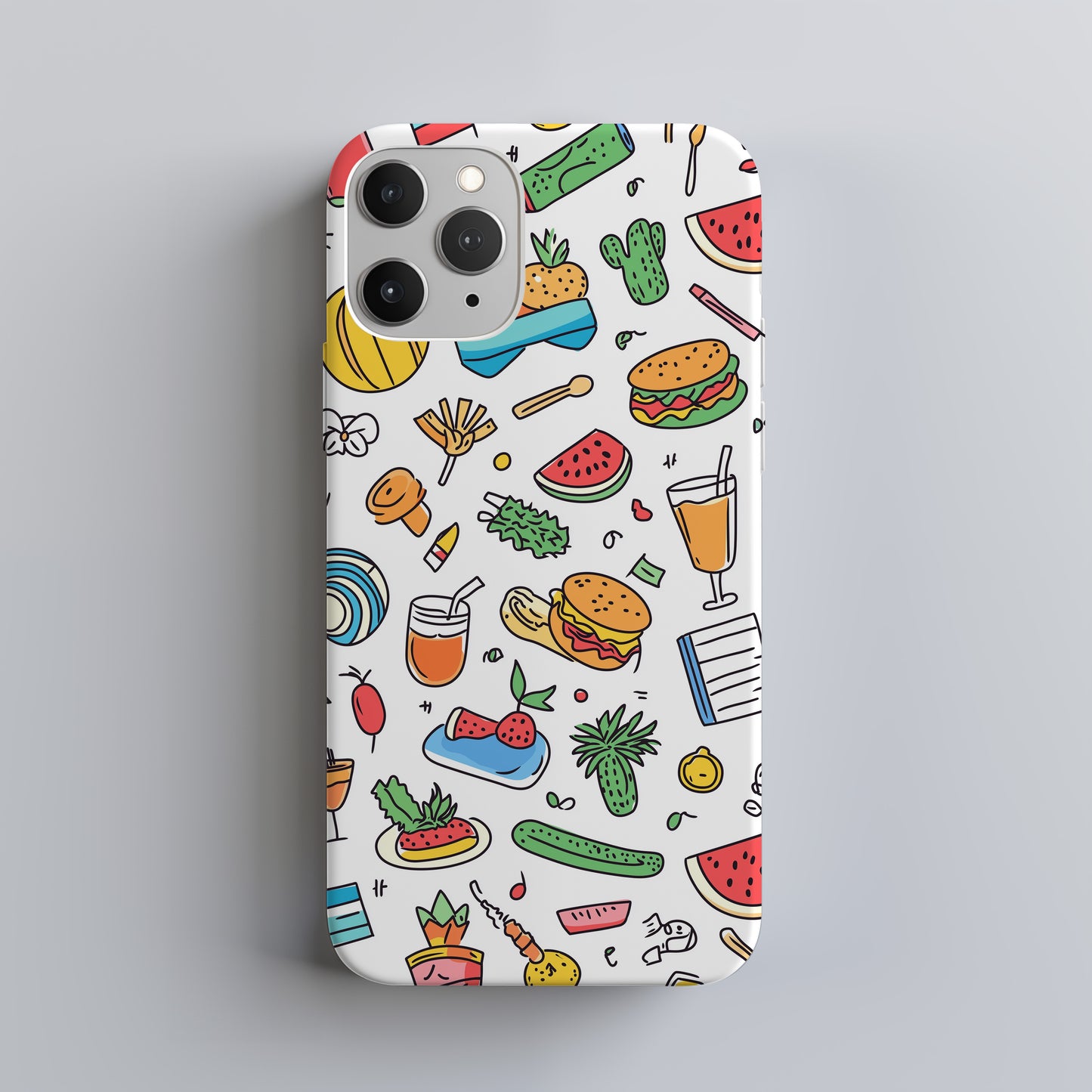 Snack Attack Summer Case – Colorful Foodie Doodle Vibes
