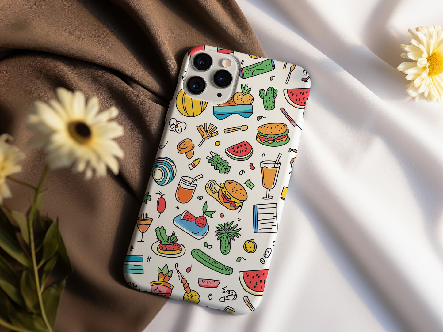 Snack Attack Summer Case – Colorful Foodie Doodle Vibes