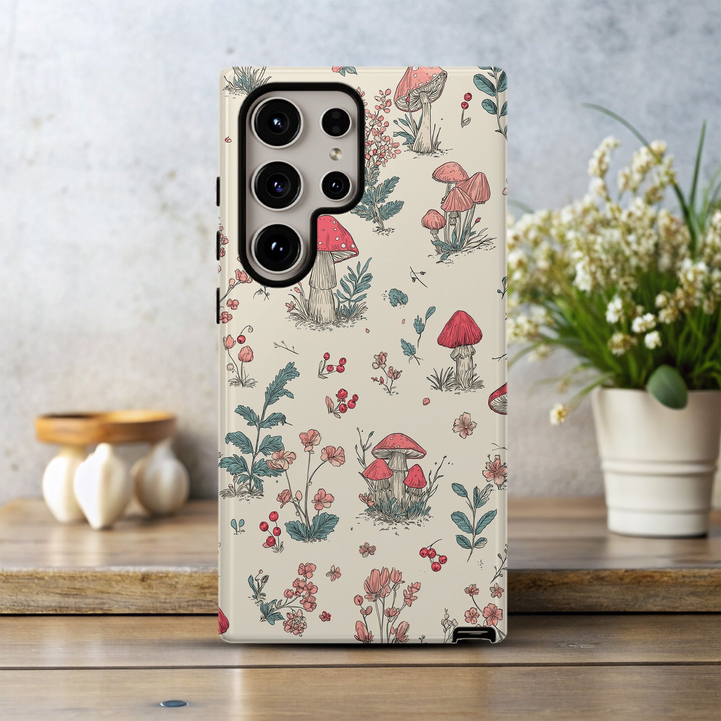 Whimsy Forest Case – Hand-Drawn Mushrooms & Wildflower Wonderland