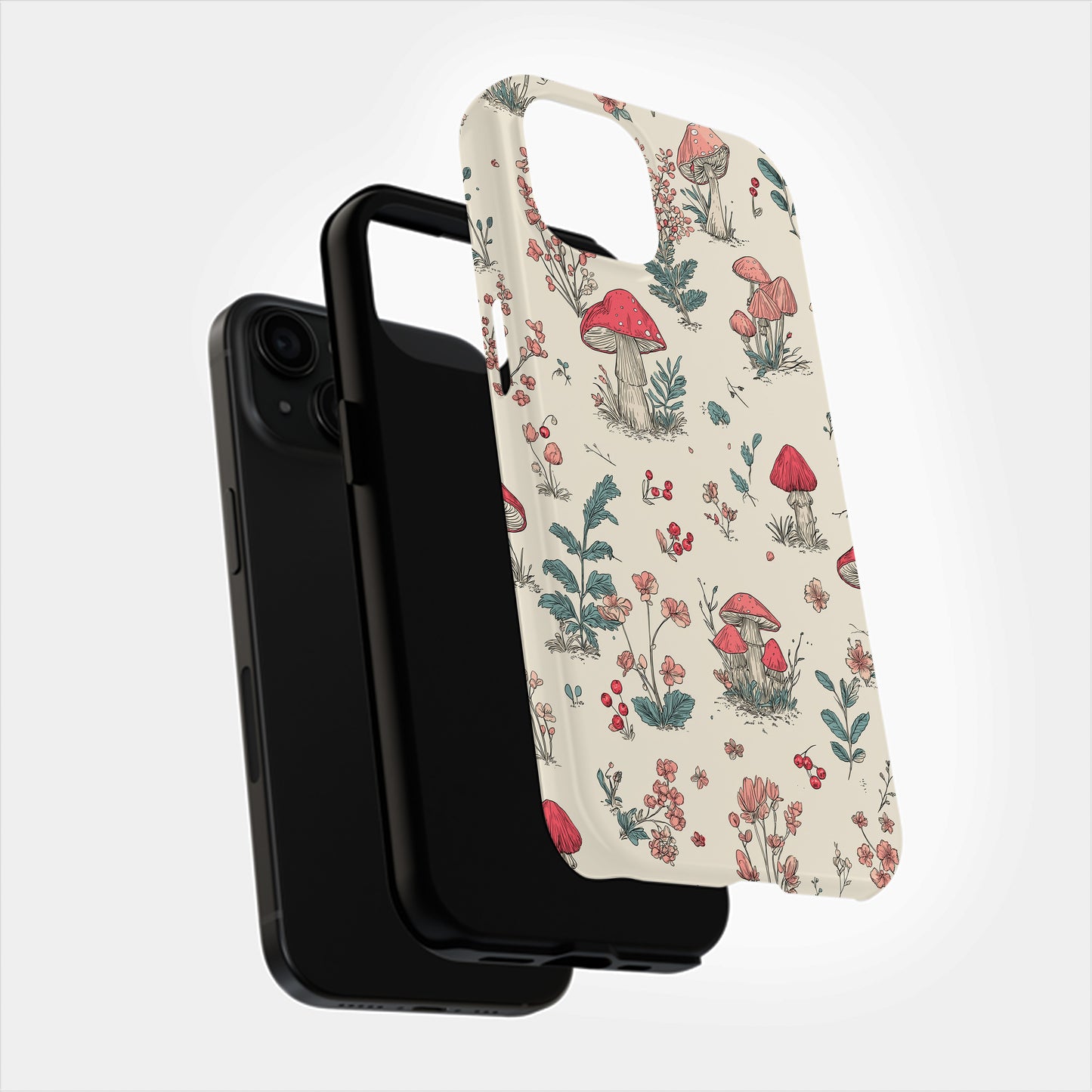Whimsy Forest Case – Hand-Drawn Mushrooms & Wildflower Wonderland