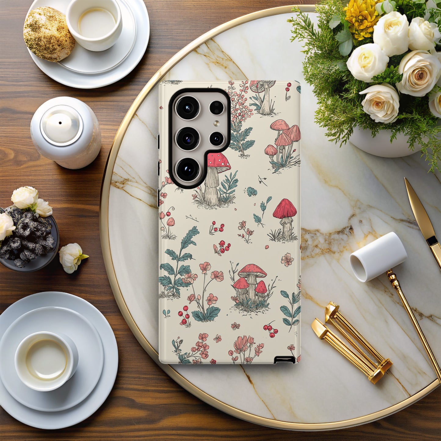 Whimsy Forest Case – Hand-Drawn Mushrooms & Wildflower Wonderland