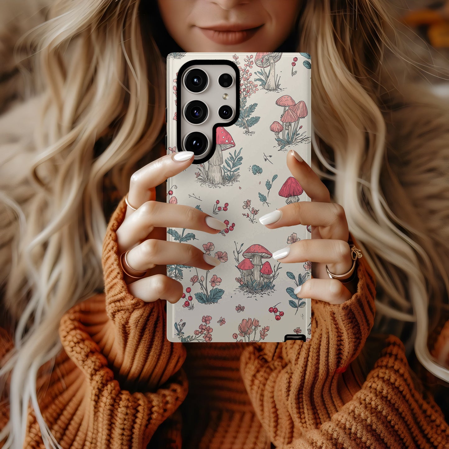 Whimsy Forest Case – Hand-Drawn Mushrooms & Wildflower Wonderland