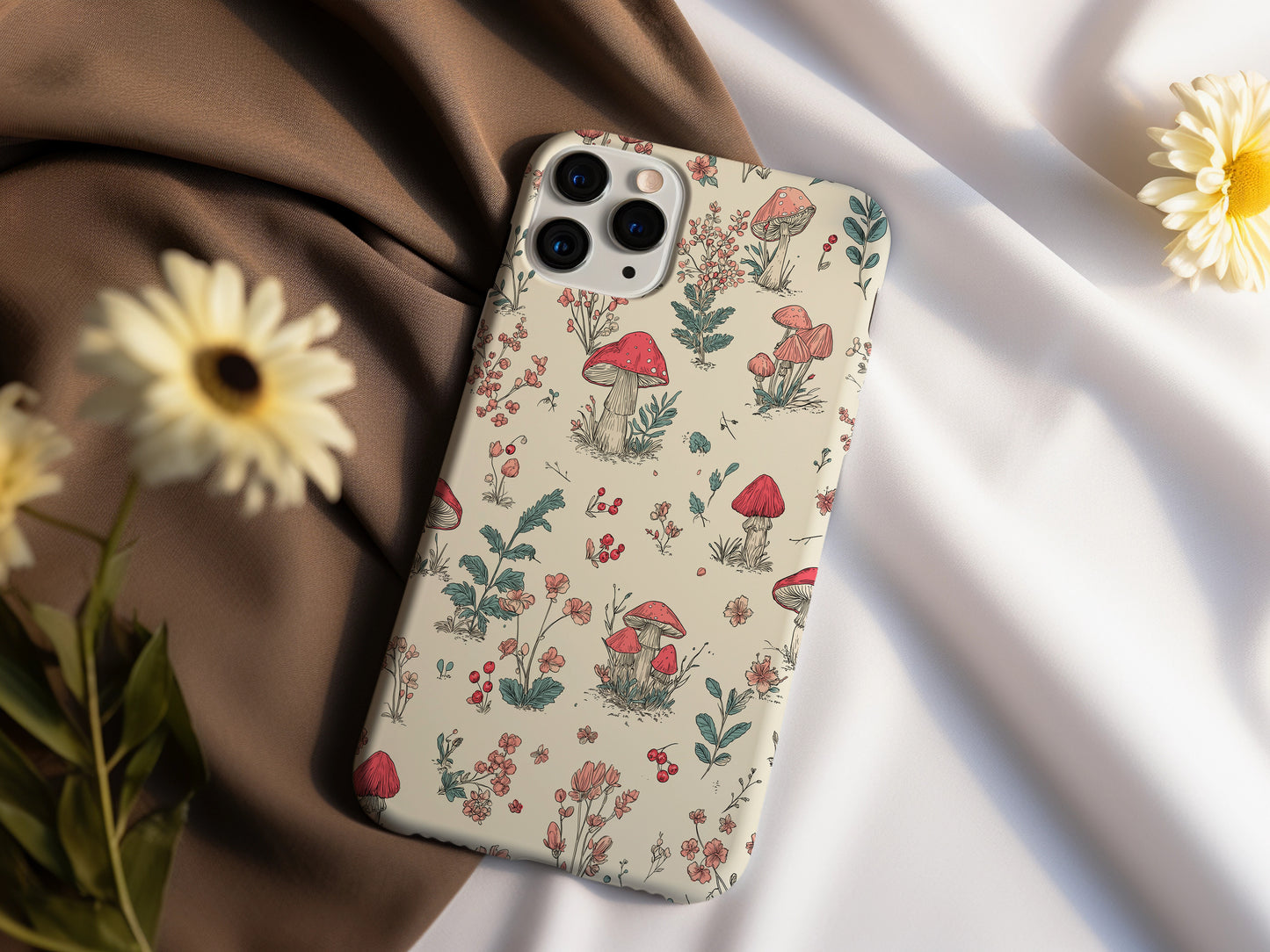 Whimsy Forest Case – Hand-Drawn Mushrooms & Wildflower Wonderland