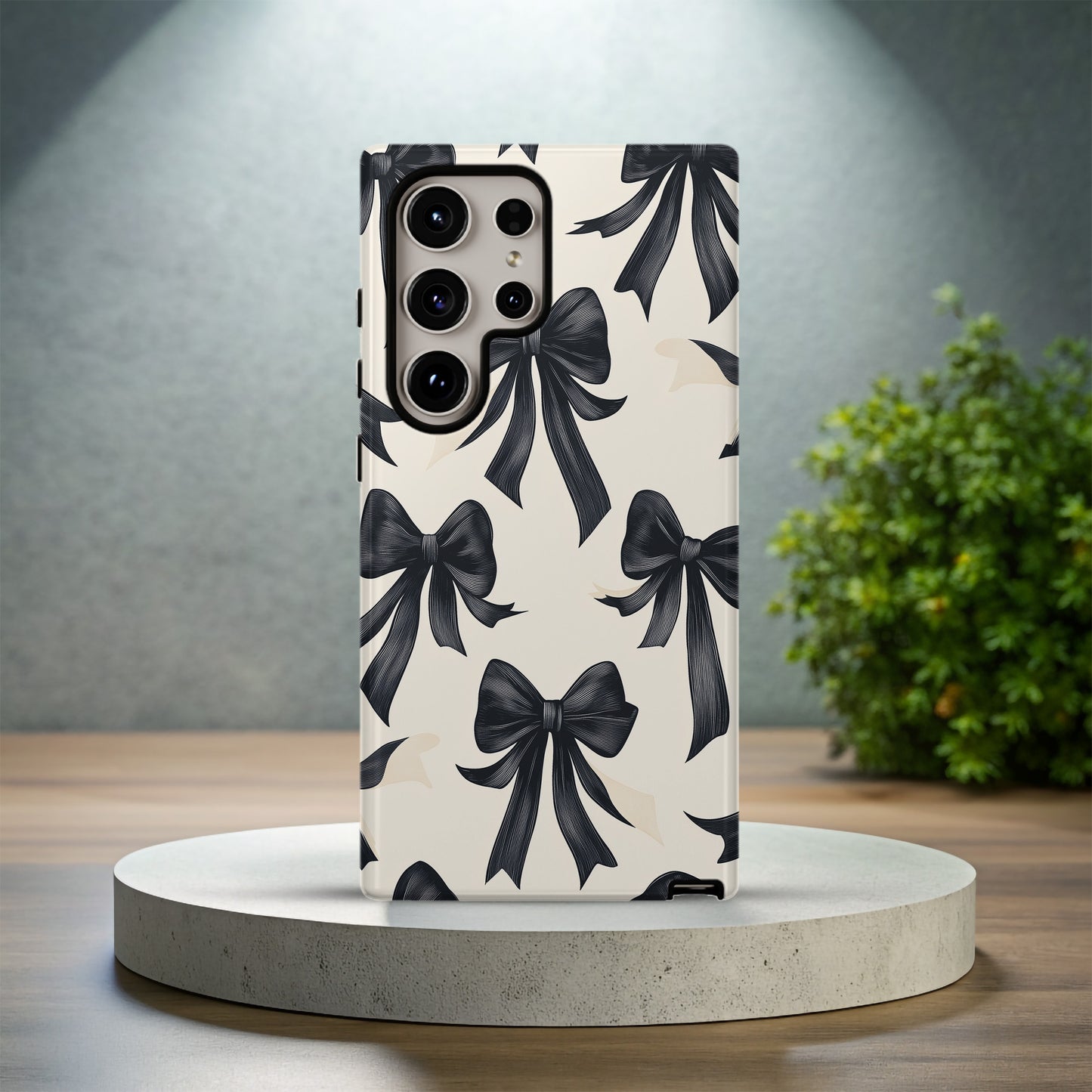 Midnight Ribbon Case – Elegant Black Bows on Cream