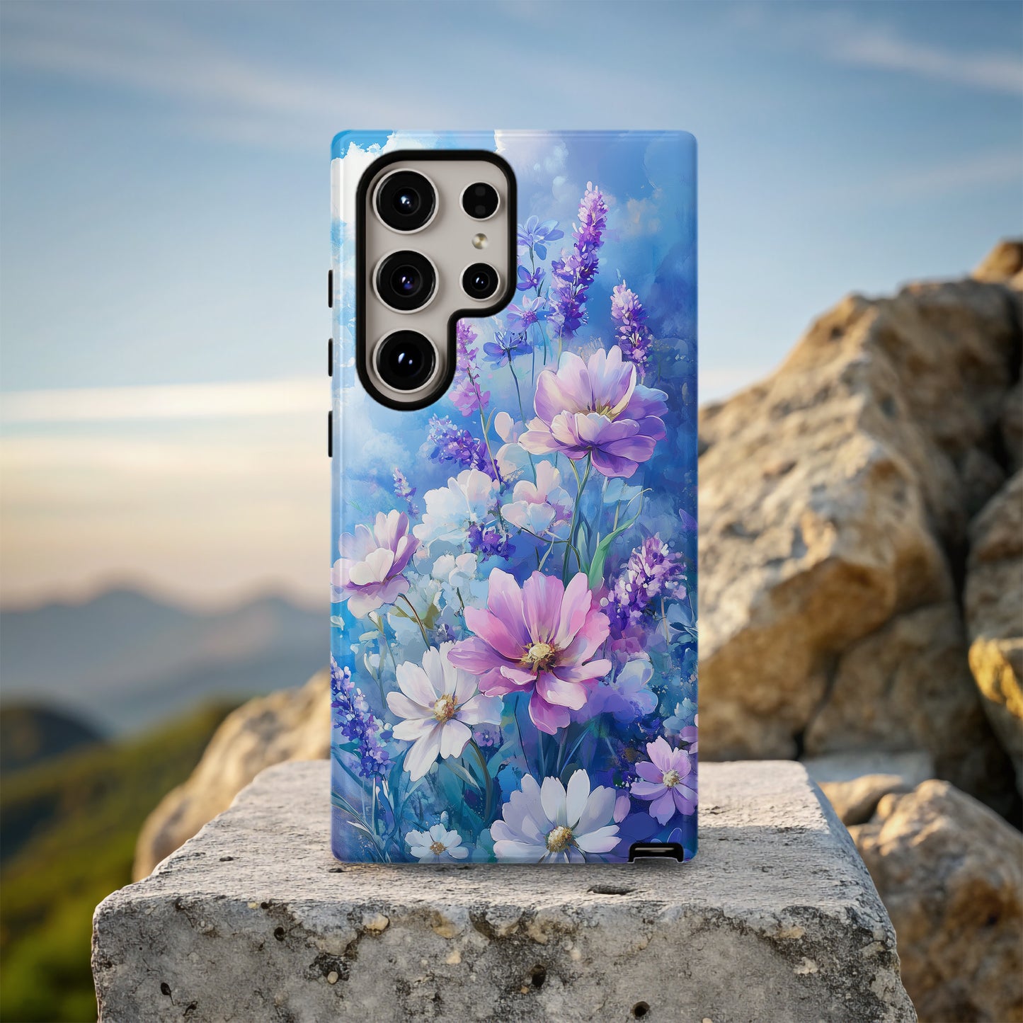 Celestial Bloom Case – Dreamy Sky Garden in Pastel Violet & Cloud Blue
