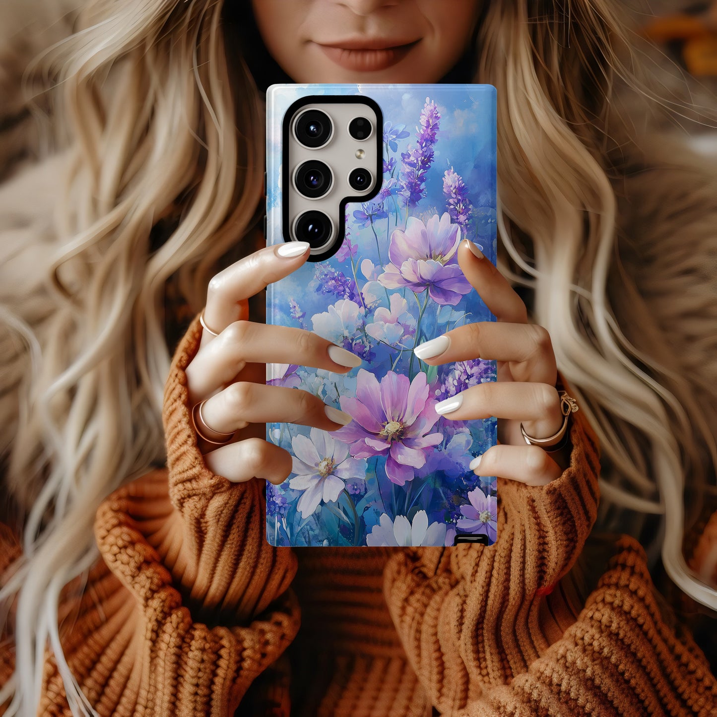 Celestial Bloom Case – Dreamy Sky Garden in Pastel Violet & Cloud Blue