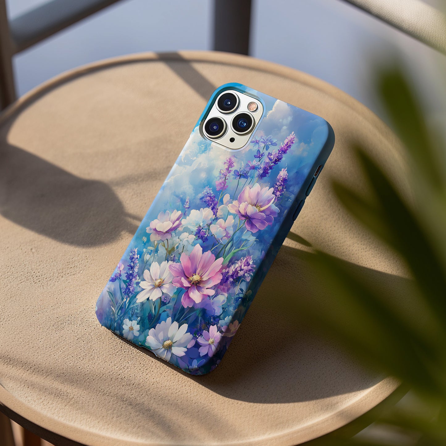 Celestial Bloom Case – Dreamy Sky Garden in Pastel Violet & Cloud Blue